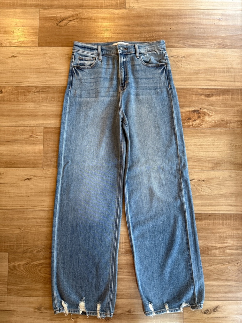 Wide Leg Flare Jeans in Light Blue Denim